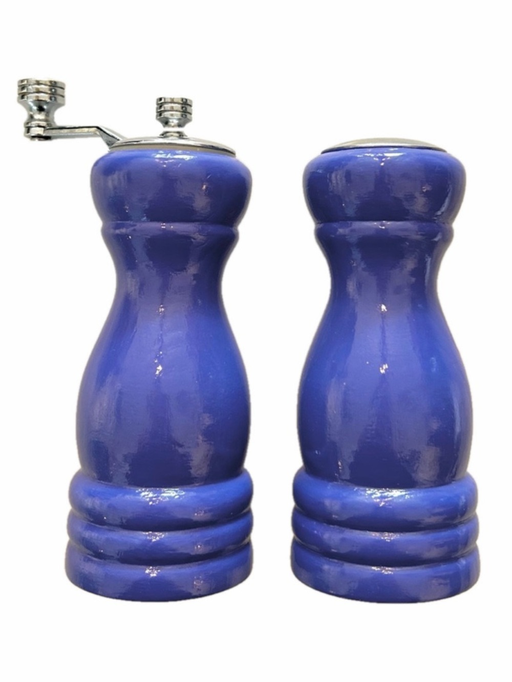 Set of 2 Upcycled Wood Olde Thompson Salt Pepper Mill Shaker Hand Painted Blue